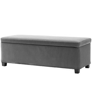 Pouf in Velluto a Coste Grigio da 44 Pollici con Coperchio Contenitore e Gambe, Panca per Fondo Letto, per Casa, Ufficio, Ingresso, Hotel, Camera da Letto e Soggiorno - Product Image 1