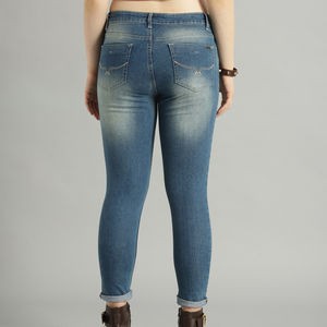 Pantalones Vaqueros Personalizables para Mujer, Azules, Corte Regular, Cintura Media, Transpirables, Diseño de Logotipo Personalizado, Logotipo Personalizado OEM, Tallas Grandes, Verano - Product Image 6