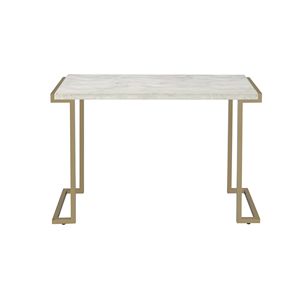 Boice II <b>Console</b> <b>Table</b> with Faux <b>Marble</b> Top and Champagne Finish Elegant Sofa <b>Table</b> - Product Image 3