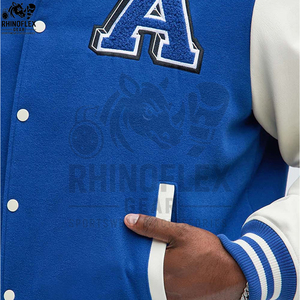Veste de baseball en toile et peau de mouton pour homme, style streetwear d'hiver, personnalisable en gros - Product Image 5