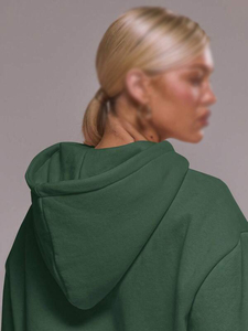 Women's Plain Pullover Hoodies Cotton Fleece Green Oversized Casual Streetwear Unisex Clothing Custom Logo Wholesale Supplier - Product Image 4