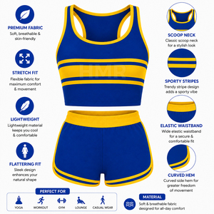 ชุดเซ็ต 2 ชิ้น เสื้อครอปแขนสั้นคอกลมและกางเกงขาสั้น HMR Sorority Sisterhood ทรงเข้ารูปลำตัว สไตล์ลำลองสำหรับผู้หญิง - Product Image 6