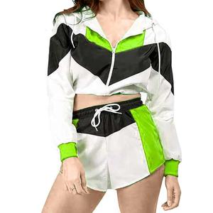 2026 conjuntos de mujer, conjunto de 2 piezas, Top corto cortavientos para mujer, conjuntos cortos, ropa de verano informal de dos piezas con cuello con capucha y Tops largos - Product Image 3