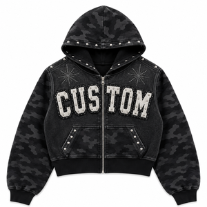 Hoodie zippé ton sur ton pour homme, style streetwear décontracté, pour la production en gros des marques de streetwear américaines - Product Image 5