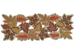 Embroidered Autumn Leaf Table Runner Rustic Home Decor Washable Plant Pattern - Product Image 2
