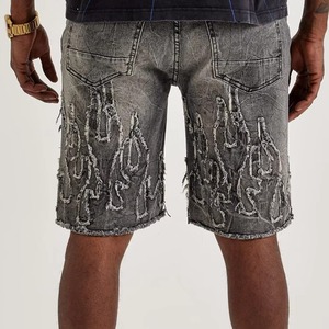 Shorts en jean décontractés gris pour hommes, style streetwear vintage, coupe ample, collection été 2026 - Product Image 4