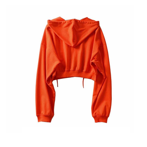 Sudadera Corta con Capucha para Mujer, Blanca, de Manga Larga, con Cierre Frontal, Color Sólido, Tejida, Transpirable, para Otoño - Product Image 6