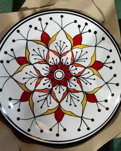 Assiette de service/dîner en céramique bleue et blanche peinte à la main, 10 pouces, motif floral, en grès, passe au lave-vaisselle, durable, écologique - Product Image 6