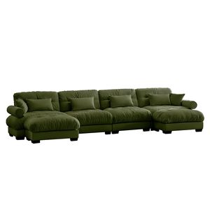 Divano Sezionale Moderno a U in Velluto, 4 Posti, con Pouf Mobili, Convertibile, Profondo e Confortevole, Imbottito per Soggiorno - Product Image 4