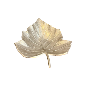 Plateau de service en métal en forme de feuille, motif végétal vert peint à la main, bord argenté, plat moderne pour fruits et en-cas - Product Image 5