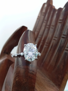Oval Cut Classic Fine Jewelry 14K Solid White/Yellow Gold VVS Lab Grown Diamond Solitaire Engagement Ring 3.0 CT Wedding Ring - Product Image 5