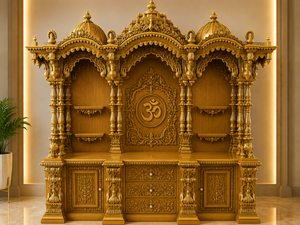 Buy Teak Wood Home Temple/<b>Mandir</b> Traditional Carved Teak Wood Pooja Temple for Indian Homes Manufacturer Exporter & Wholesale UK - Product Image 3