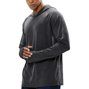 Men's Sunscreen Fleece Hoodies Long Sleeves <b>Thumb</b> Holes Quick Drying Lightweight Color Blocking Pattern Pocket Design for - Product Image 5
