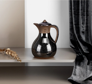 Carafe isotherme de luxe style classique, pot à café thermique, distributeur de boissons isolé avec poignée en bois - Product Image 3