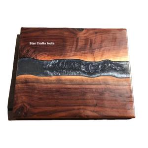 Planche à découper en bois de rose et résine époxy personnalisée, avec longue poignée, style luxueux - Product Image 3