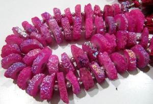 Cuentas de Cuarzo Solar Color Rubí de 13-17 mm, Cuentas Druzy de 8 Pulgadas de Largo - Product Image 3