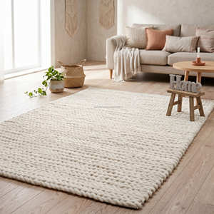 Tapis de couloir en coton style ferme avec détails tissés texturés pour couloir, chambre et décoration intérieure contemporaine - Product Image 3