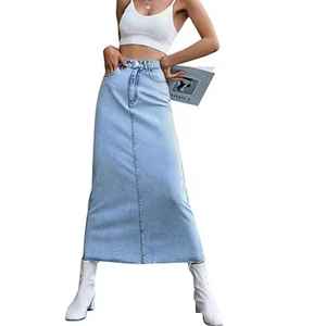 Jupe cargo en jean sexy et décontractée à taille haute avec plusieurs poches, mini-jupe en jean, jupe longue en jean patchwork en coton pour femme - Product Image 3