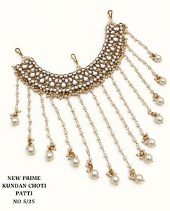 Bijou de tête de mariée indien traditionnel CZ Choti Patti en gros, avec pampilles perlées multi-brins, ornement capillaire de mariage - Product Image 1