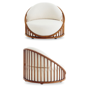 Chaise d'appoint artisanale à dossier en tourbillon en bois massif de qualité supérieure pour espaces de vie de luxe et de direction - Product Image 1