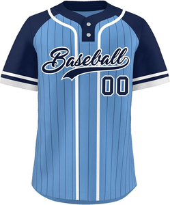 Ropa Deportiva Personalizada de Alta Calidad, Secado Rápido, Béisbol, 100% Poliéster, Cuello Redondo, Estampado de Rayas, Camisetas Cortas de Talla Grande con Dos Botones - Product Image 3