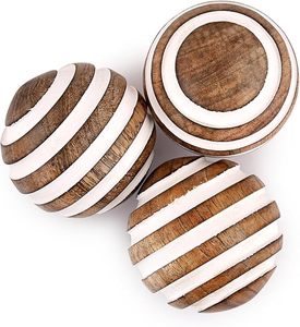 Bolas Decorativas de Madera de Mango para Centro de Mesa o Uso Individual, Ideales para Sala de Estar, Comedor, Mesa de Centro (3" x 3" x 3") - Product Image 2