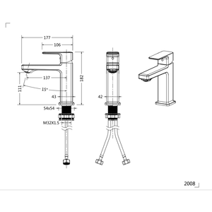 Rubinetto Cromato Monocomando per Lavabo Bagno e Lavanderia con Due Tubi da 9/16 Pollici - Product Image 2