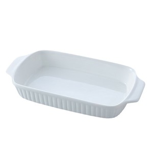 Bandeja de horno rectangular de cerámica blanca nórdica con doble asa, apta para horno, libre de BPA, ecológica y segura para el horno. - Product Image 6