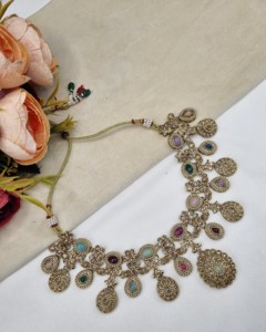 Exquisito conjunto de joyería de 3 piezas con gemas de corte ovalado y en forma de pera para mujer, conjunto de joyería de diseño, colección étnica para fiestas. - Product Image 5