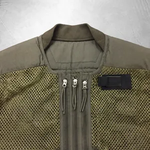 Gilet de travail de pêche en plein air pour hommes, vert olive, maille, multi-poches, gilet tactique de pêche à la mouche avec fermetures éclair, uni, sans logo - Product Image 3