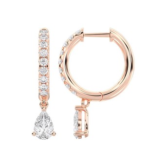 Modern Unhinged <b>Huggie</b> Hoop Earrings with Micro Pave Diamond Drop Fine Jewelry Diamond <b>Huggie</b> Hoop Drop Earrings in White Gold - Product Image 1