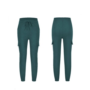 Best Quality Lady Jogging Stretchy Mid Pleated Trousers Solid Colour <b>Stacked</b> Pants Fashion Workout Sweatpants for Summer Flat - Product Image 4