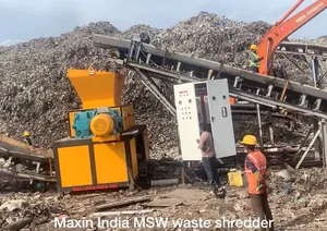 <b>Top</b> Quality Municipal Solid Waste Shredder <b>Machine</b> Double Shaft More Than 5000 Kg Hr Capacity Semi Automatic Industrial Crushing - Product Image 3