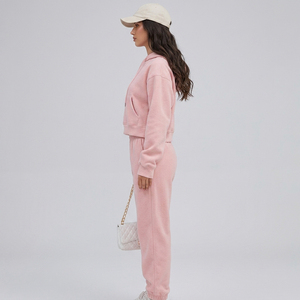 Ensemble de survêtement en polaire : sweat à capuche court et pantalon de jogging, deux pièces - Product Image 3
