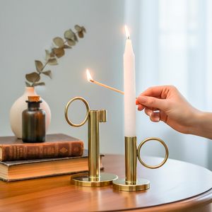Support de bougie en métal doré pour la décoration de la maison, centre de table de salle à manger, pièce de salon, décoration esthétique - Product Image 3