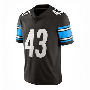 Uniforme de football imprimé sur mesure, style abstrait turquoise, manches courtes, col rond respirant, nom et numéro personnalisés, 100% - Product Image 2