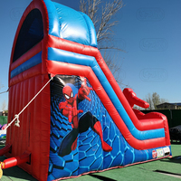 Château gonflable commercial Moonwalk pour enfants, toboggan aquatique Spiderman, toboggan aquatique Spiderman avec piscine