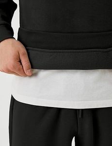 Conjunto de Sudadera con Capucha Negra para Hombre, Estilo Casual, Color Sólido, Manga Larga, 100% Algodón, Transpirable, Corte Regular, Ropa de Otoño - Product Image 4