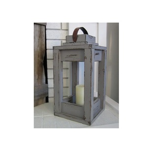 Portavelas de madera con puerta de cristal y asa de cuerda, estilo rústico para centro de mesa - Product Image 3