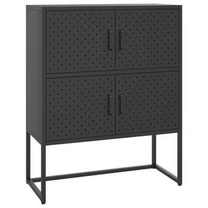 Mobiletto Alto in Acciaio Nero per Soggiorno 80 x 35 x 100 cm con Livellatori - Product Image 2