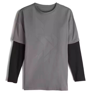 เสื้อยืดโอเวอร์ไซส์แขนยาวสองชั้น สตรีทแวร์ พิมพ์ลายกราฟิกตามสั่ง ทรงบ็อกซี่ ขาดๆ แบบดิสเทรส สำหรับผู้ชาย - Product Image 1