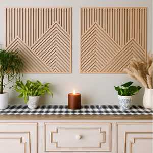 Panneau mural en bois géométrique moderne, décoration murale en bois artisanale pour salon, chambre et décoration intérieure - Product Image 1