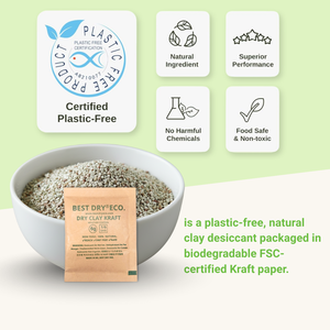 BEST DRY ECO 33g Paquete Desecante de Arcilla Bentonita 100% Pura, Absorbedor de Humedad Natural, Prevención de Moho para Alimentos y Cuero - Product Image 3