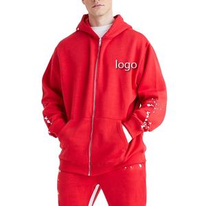 Nouvelles arrivées 100% coton Sweats à capuche zippés et pantalons évasés pour hommes 2 pièces Ensemble pour hommes Survêtement décontracté pour hommes Logo personnalisé 2026 - Product Image 3