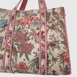Sac fourre-tout en coton fleuri avec broderie, style bohème, ouvert en haut, pour le shopping - Product Image 5
