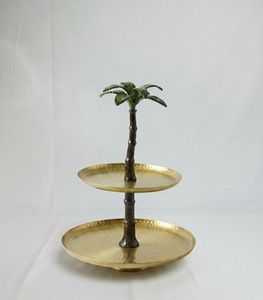 Luxury 2 Tier Metal Cake <b>Stand</b> Gold Finish Palm <b>Tree</b> Design Dessert Display <b>Stand</b> for Wedding Party - Product Image 1
