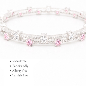 Brazaletes Románticos de Lujo Hechos a Mano en Plata 925 con Cristales de Circonia Cúbica y Engaste de Garras, Joyería para Uso Diario de Mujer - Product Image 2