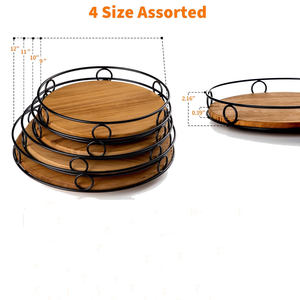 Bandeja de Servir de Madera Aaliyan Impex AI-WT-66 con Borde Metálico, Organizador Multifuncional para Especias, Esenciales de Cocina, Estilo Moderno Rústico - Product Image 2