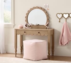 Handmade Kids Wooden Vanity <b>Table</b> with Elegant Scalloped Edge, High Quality Vietnam Furniture for Wholesale - Product Image 1