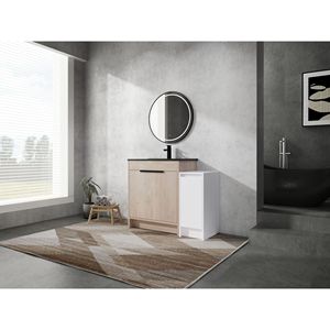 Mobile Bagno Freestanding da 42 Pollici con Lavabo in Ceramica Nera, Armadietti Contenitori e Ante con Chiusura Ammortizzata - Set Combinato 02430+0312 - Product Image 4